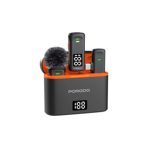 میکروفون بی سیم پرودو Porodo Lavalier Microphone PD-WCDMIC دارای ۲ فرستنده