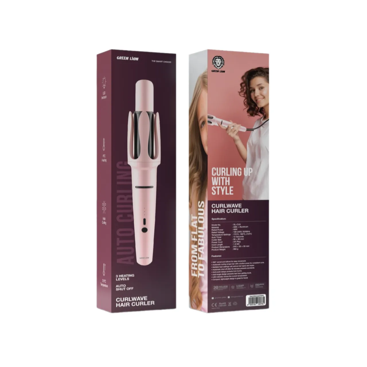 اتو مو فر کننده گرین Green Lion CurlWave Hair Curler