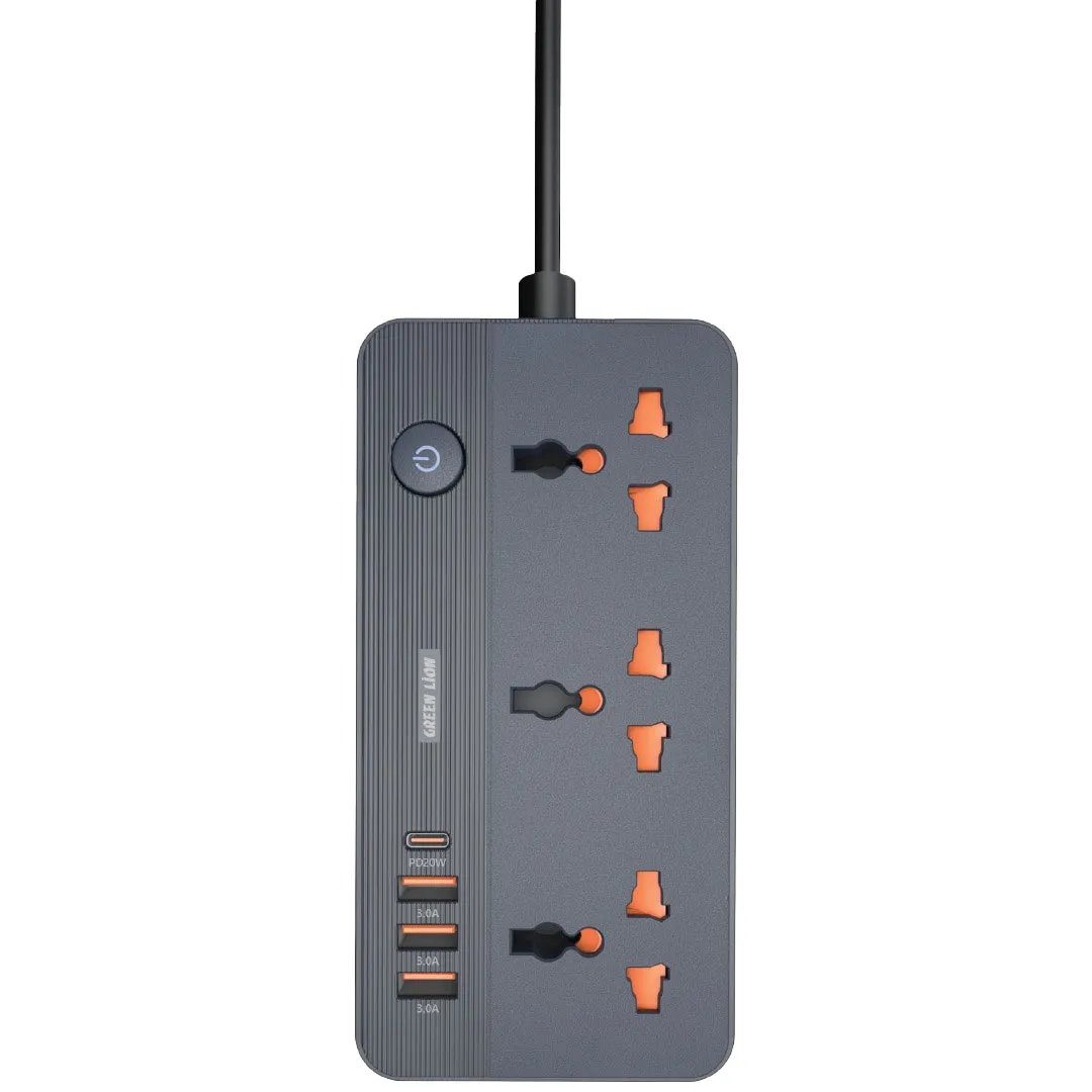 چندراهی برق گرین مدل GS-200 ظرفیت ۲۵۰۰ وات با ۳ درگاه و طول کابل ۲ متر