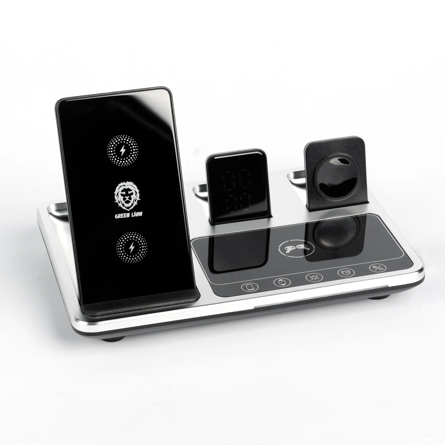 شارژر وایرلس گرین مدل GN4IN1WCSGY با توان ۱۵ وات و ۳ پورت USB Type C