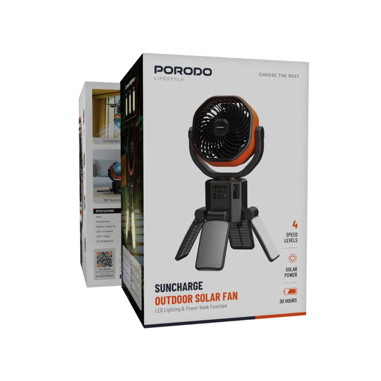 پنکه شارژی خورشیدی پرودو مدل Suncharge با پاوربانک