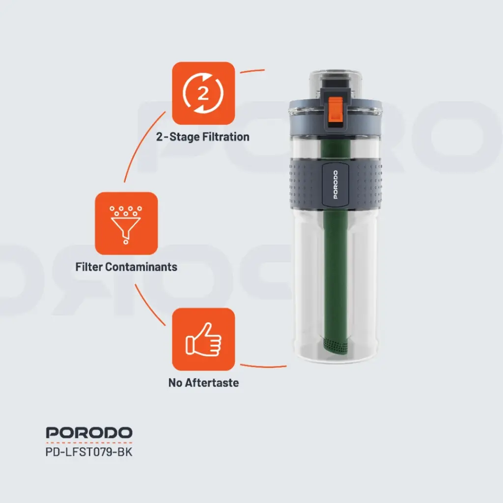 بطری آب تصفیه کننده دو مرحله ای پرودو ۶۰۰ میلی لیتر