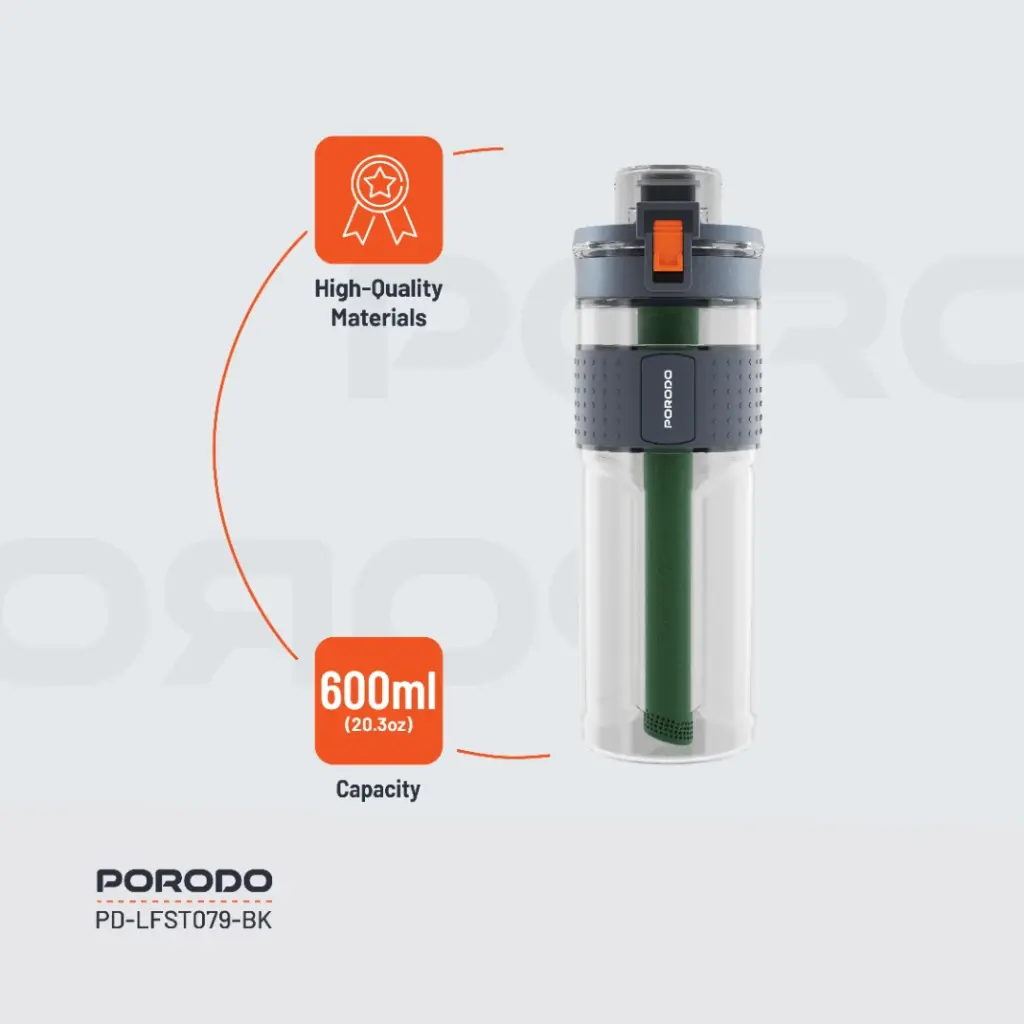 بطری آب تصفیه کننده دو مرحله ای پرودو ۶۰۰ میلی لیتر