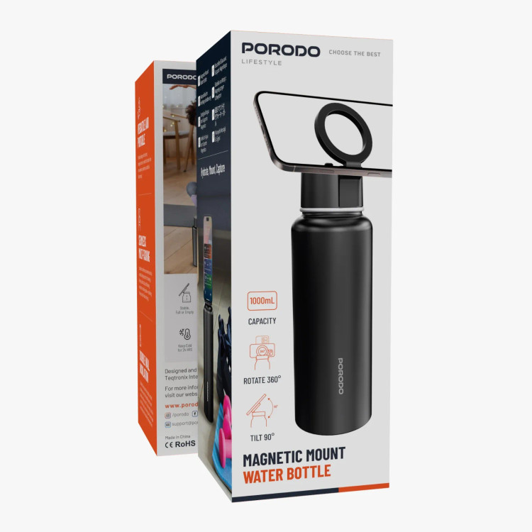 بطری آب استیل پرودو مدل PD-LFST134 ظرفیت ۱ لیتر با هولدر مگنتی