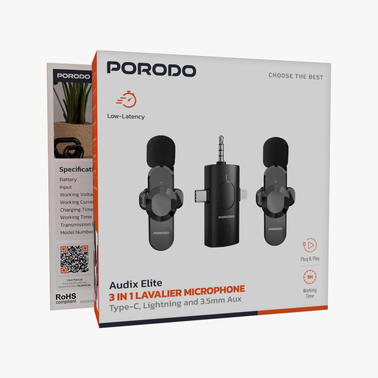 میکروفن بی سیم یقه ای پرودو مدل PDLAMPHF13BK