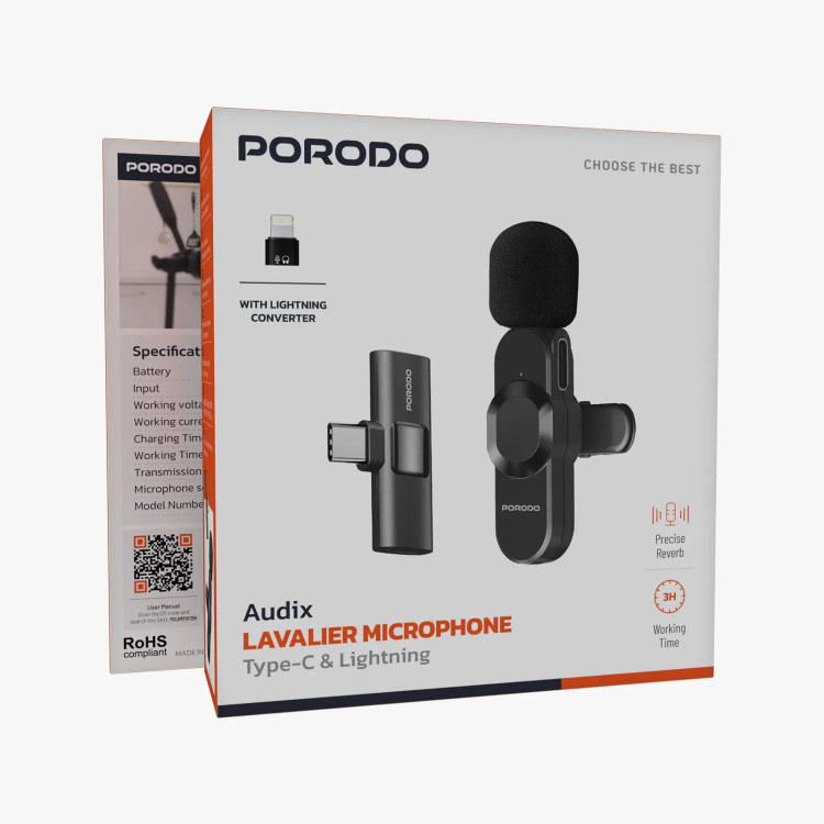 میکروفن بی سیم یقه ای پرودو مدل PDLAMPHF2BK