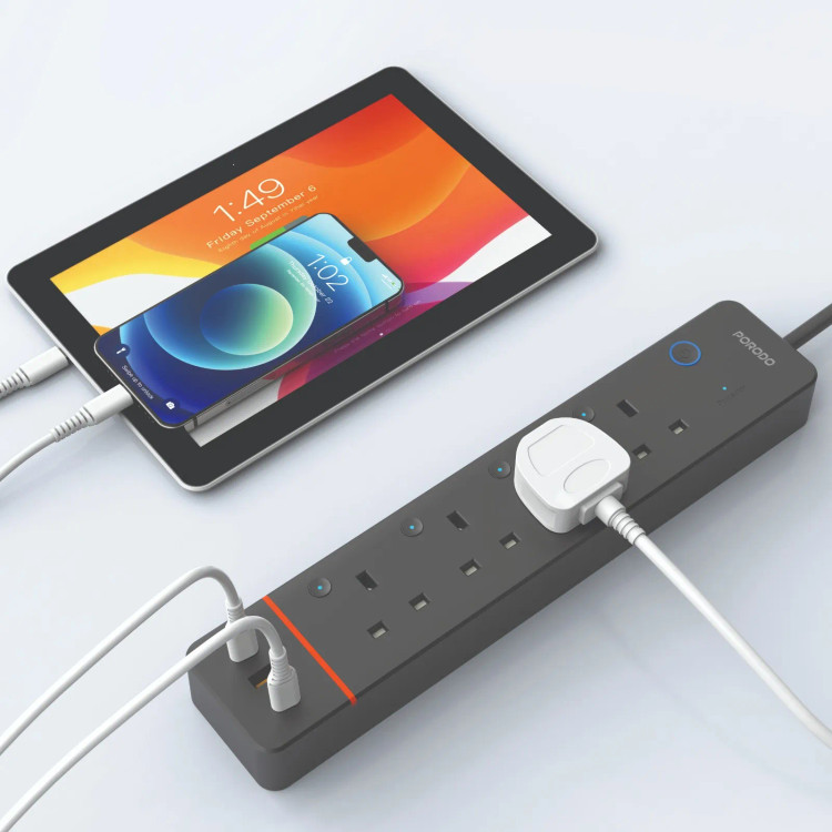 چندراهی برق هوشمند Porodo Chargelink با ۴ پورت AC و USB-C مدل PDPSUA1BK