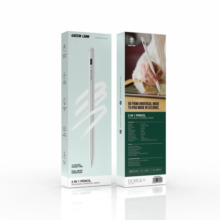 قلم لمسی 2 در 1 گرین لاین Green Lion 2in1 Pencil GN2N1PENWH