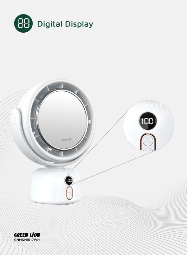 آینه آرایشی و پنکه رومیزی گرین لاین Green Lion Makeup Mirror Fan