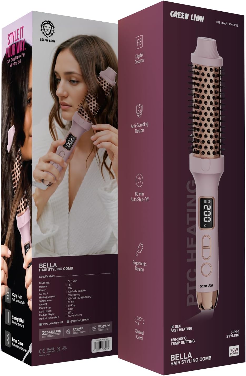 برس حرارتی 3 در 1 گرین لاین BELLA