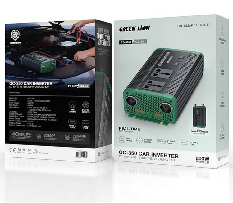 اینورتر خودرو گرین لاین مدل GC-350 توان ۸۰۰ وات