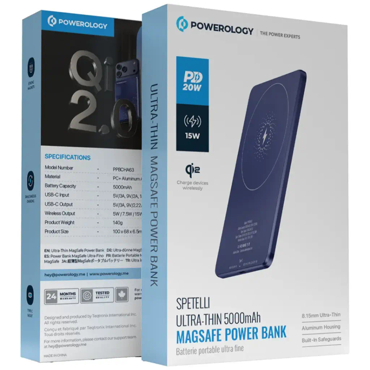 پاوربانک پاورولوژی PPBCHA63 5000 میلی آمپر 20 وات