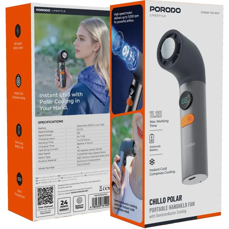 پنکه دستی شارژی پرودو مدل Chillo Polar