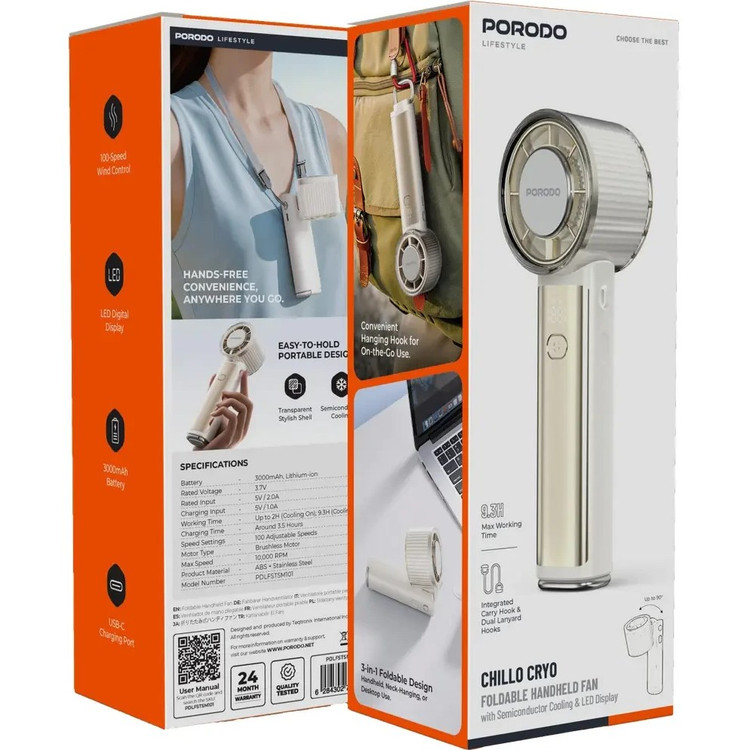 پنکه دستی و قابل حمل شارژی پرودو مدلChillo Cryo