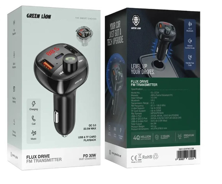 فرستنده FM و شارژر فندکی گرین لاین مدل Flux Drive