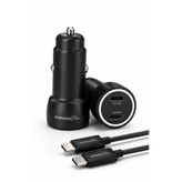 شارژر فندکی Porodo Blue Riva 60W دو پورت USB-C به همراه کابل USB-C به USB C