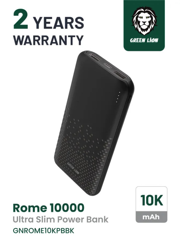 پاوربانک گرین لاین مدل Rome ظرفیت ۱۰ هزار میلیآمپر فست شارژ PD