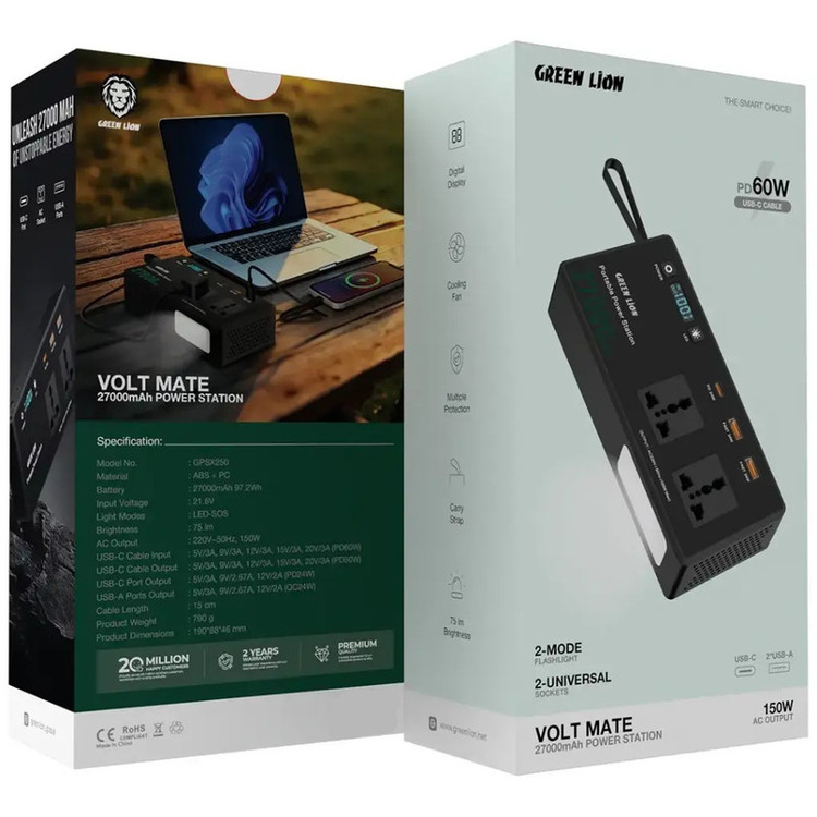 پاور استیشن گرین لاین مدل Volt Mate ظرفیت ۲۷۰۰۰ میلی آمپر